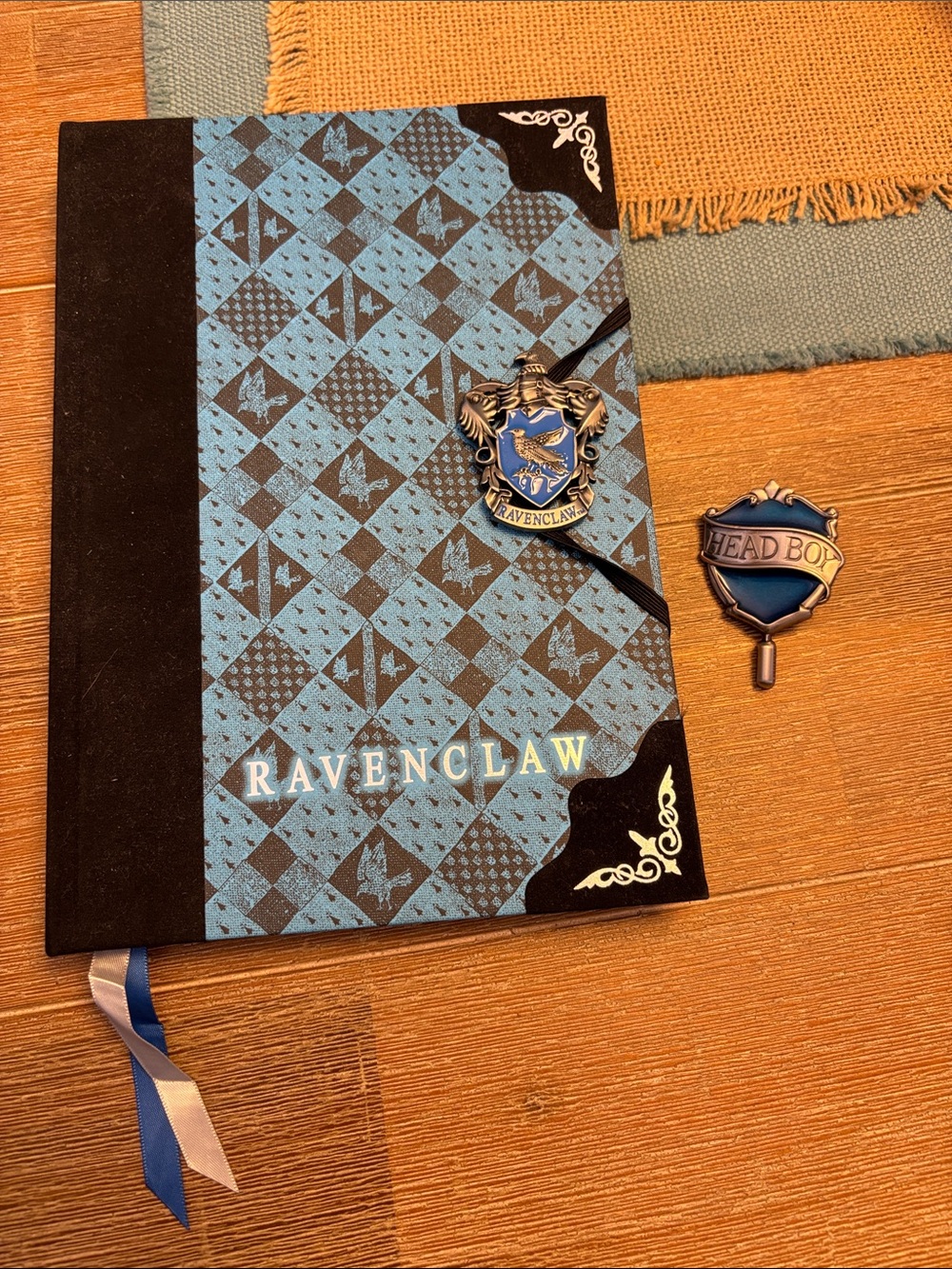 Ravenclaw Crest Hardcover Journal - Blue & Black And a prefect pin